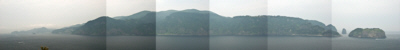 A panoramic view of Ulleungdo Island's adjacent shore from Jukdo Islet