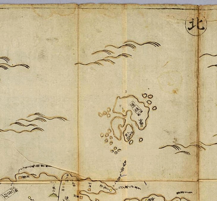 A map of Japan showing Oki Islands (隱岐)as the limit of Japan