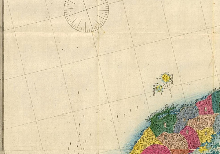日本地図は 隠岐が日本の西の方国境終りだったのを見せてくれている