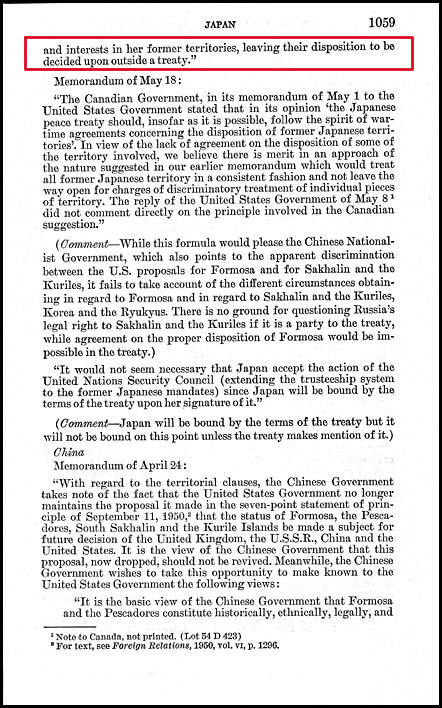 Canada and Japan Peace Treaty Takeshima